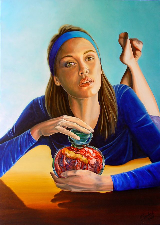 Custodito nel cuore, oil on canvas, 70x50 cm.